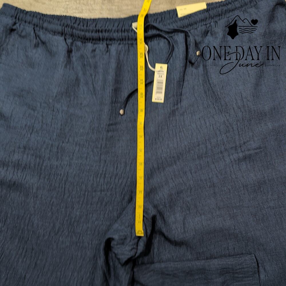 Max Studio London Wide Leg Drawstring Pants Navy Blue NWT Size 3X - Picture 5 of 8